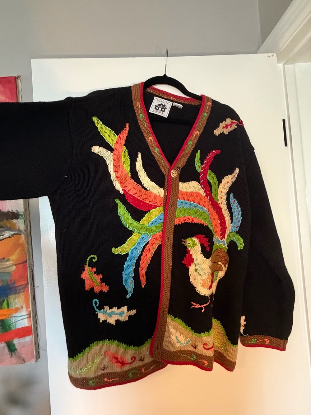 Storybook Knits Black Cardigan with Bright Trim